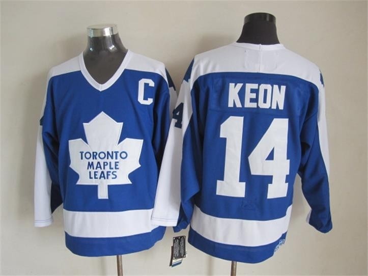 Men's Toronto Maple Leafs #14 Dave Keon Blue With White Throwback CCM Jersey