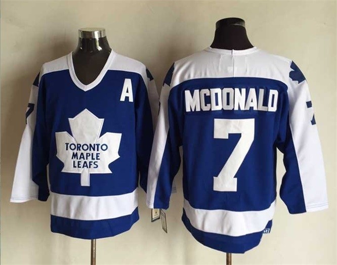 Men's Toronto Maple Leafs #7 Lanny McDonald Blue With White Throwback CCM Jersey