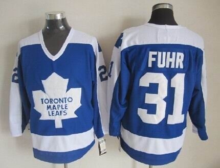 Men's Toronto Maple Leafs #31 Grant Fuhr Blue With White Throwback CCM Jersey