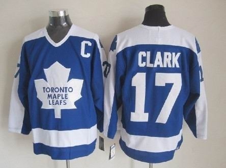 Men's Toronto Maple Leafs #17 Wendel Clark Blue With White Throwback CCM Jersey