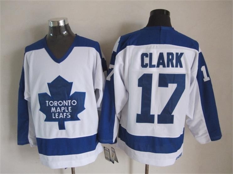 Men's Toronto Maple Leafs #17 Wendel Clark 1982-83 White CCM Throwback Jersey