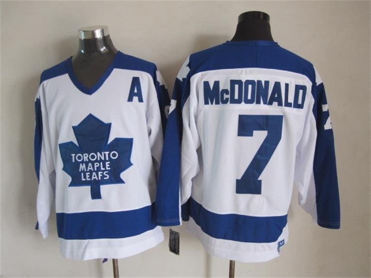 Men's Toronto Maple Leafs #7 Lanny McDonald 1982-83 White CCM Throwback Jersey