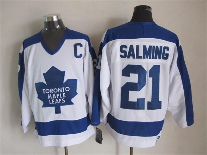 Men's Toronto Maple Leafs #21 Borje Salming 1982-83 White CCM Throwback Jersey