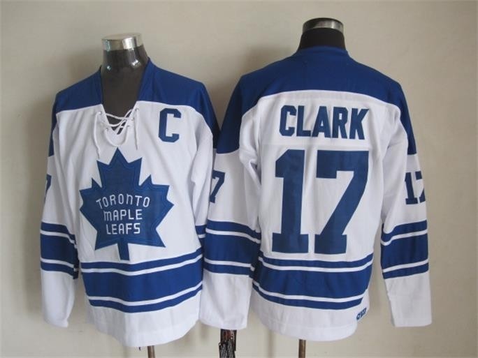 Men's Toronto Maple Leafs #17 Wendel Clark White Throwback CCM jersey