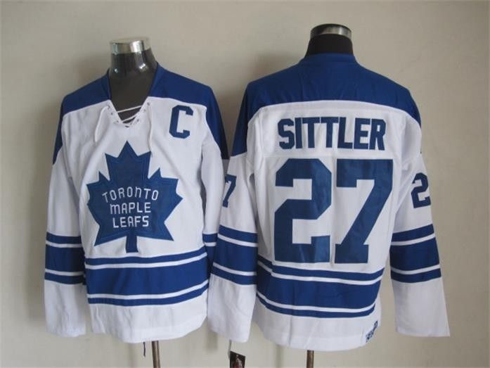 Men's Toronto Maple Leafs #27 Darryl Sittler White Throwback CCM jersey