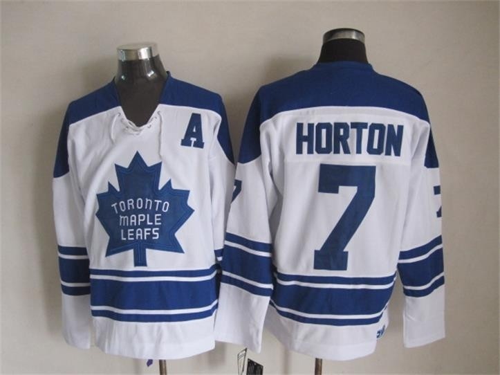 Men's Toronto Maple Leafs #7 Tim Horton White Throwback CCM jersey