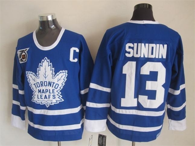 Men's Toronto Maple Leafs #13 Mats Sundin Blue 75TH Throwback CCM Jersey