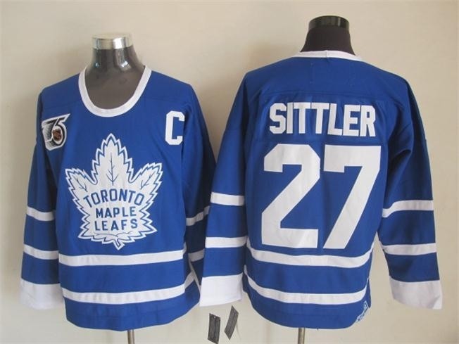 Men's Toronto Maple Leafs #27 Darryl Sittler Blue 75TH Throwback CCM Jersey