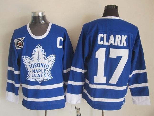 Men's Toronto Maple Leafs #17 Wendel Clark Blue 75TH Throwback CCM Jersey