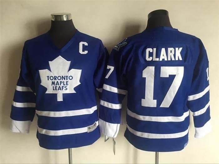 Youth Toronto Maple Leafs #17 Wendel Clark blue Throwback CCM jersey