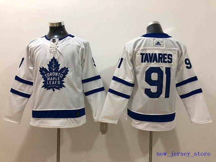 Youth Tonrto Maple Leafs #91 John Tavares White with C patch Adidas Jersey