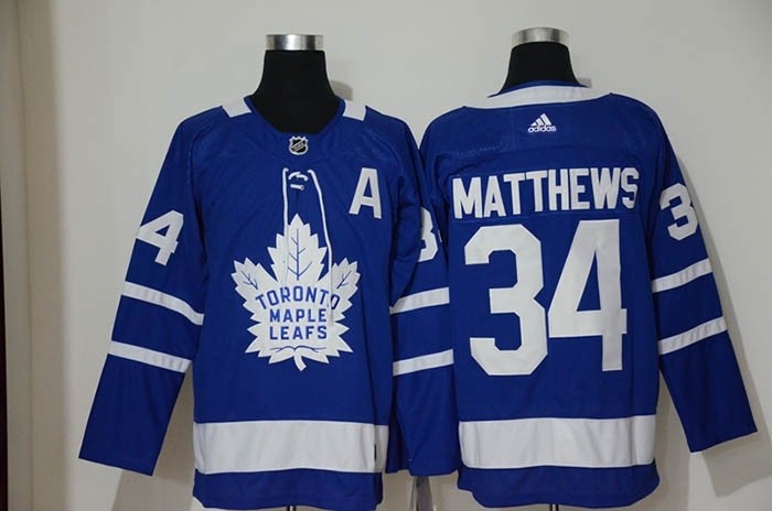 Youth Tonrto Maple Leafs #34 Auston Matthews Blue with A patch Adidas Jersey