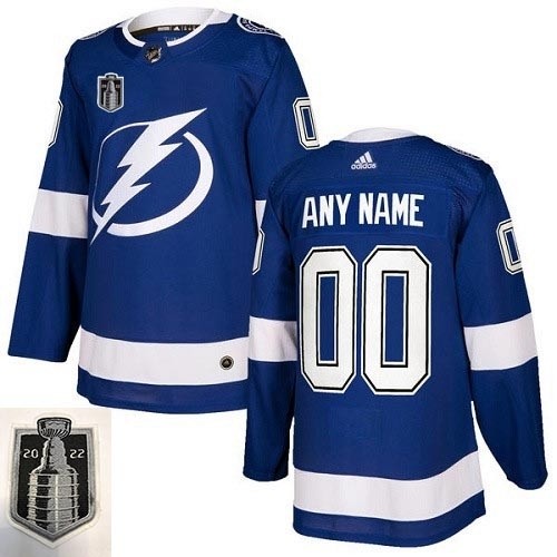 Men's Tampa Bay Lightning Custom 2022 Blue Stanley Cup Final Patch Stitched Jersey(Name and number remark in comment column)