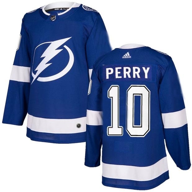 Men's Tampa Bay Lightning #10 Corey Perry Blue Authentic Jersey