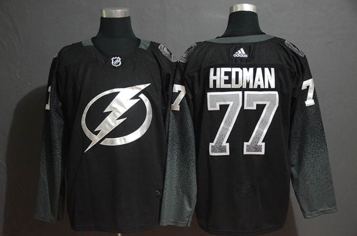 NHL Tampa Bay Lighting #77 Victor Hedman Black Alternate Adidas Jersey