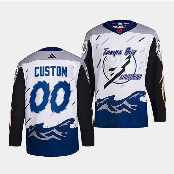 Men's Tampa Bay Lightning Custom White 2022-23 Reverse Retro Stitched Jersey(Name and number remark in comment column)