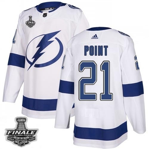 Tampa Bay Lightning #21 Brayden Point White Road Authentic 2021 NHL Stanley Cup Final Patch Jersey