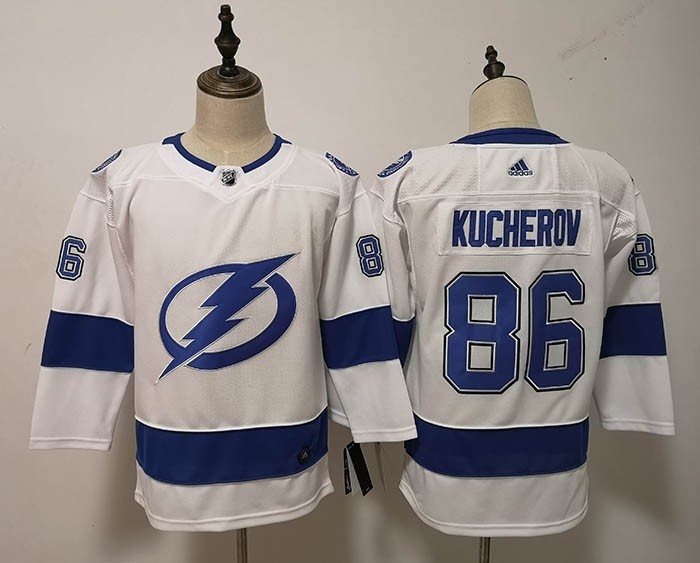 Youth Tampa Bay Lighting #86 Nikita Kucherov White Adidas Jersey