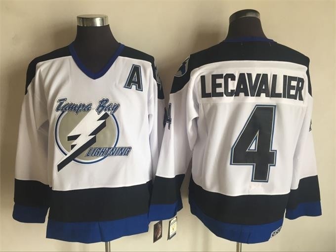 Men's Tampa Bay Lightning #4 Vincent Lecavalier White Throwback CCM Jersey