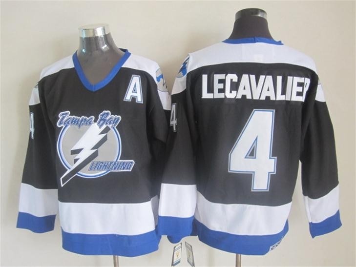 Men's Tampa Bay Lightning #4 Vincent Lecavalier Black Throwback CCM Jersey