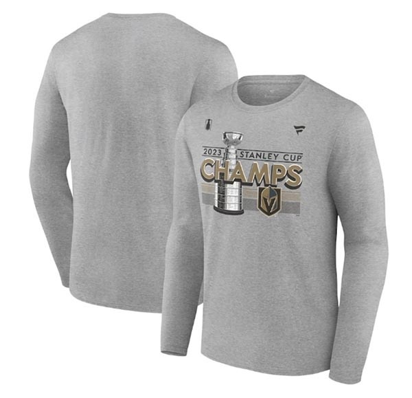 Men's Vegas Golden Knights Heather Gray 2023 Stanley Cup Champions Locker Room Long Sleeve T-Shirt