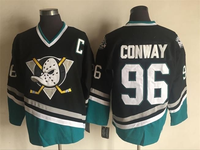 NHL Throwback Anaheim Ducks Charlie Conway #96 Black 1990's Away Jersey