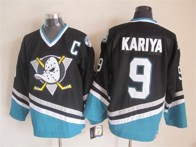 NHL Throwback Anaheim Ducks Paul Kariya #9 Black 1990's Away Jersey