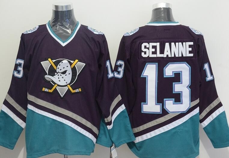 NHL Throwback Anaheim Ducks Teemu Selanne #13 Black 1990's Away Jersey