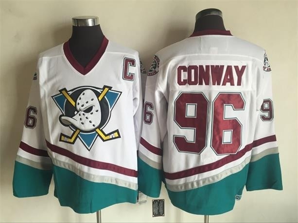 NHL Throwback Anaheim Ducks Charlie Conway #96 White 1990's Home Jersey