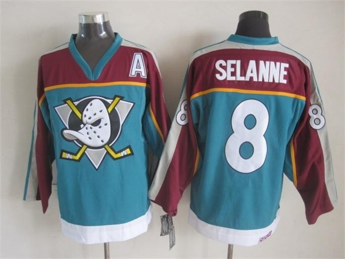 NHL Throwback Anaheim Ducks Teemu Selanne #8 Green 1990's Alternate Jersey