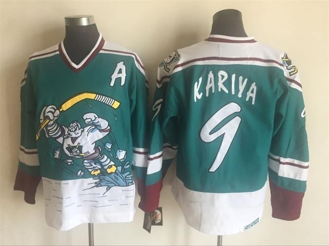 NHL Throwback Anaheim Ducks Paul Kariya #9 Green 1995 Wild Wing Jersey