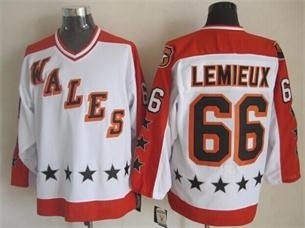 NHL WALES All Star Pittsburgh Penguins Mario Lemieux #66 white jersey