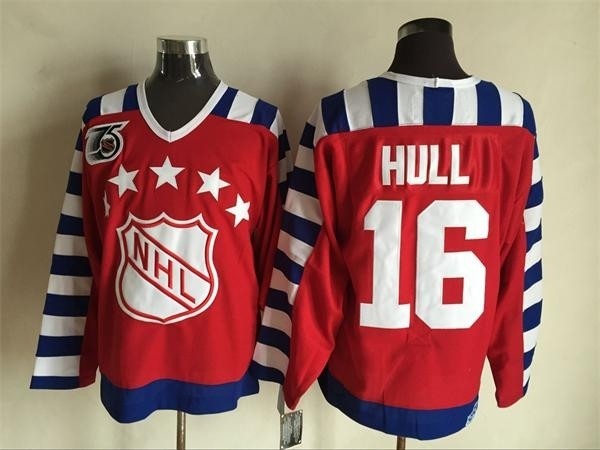 NHL All Star Game throwback Brett Hull #16 Red 75th jersey