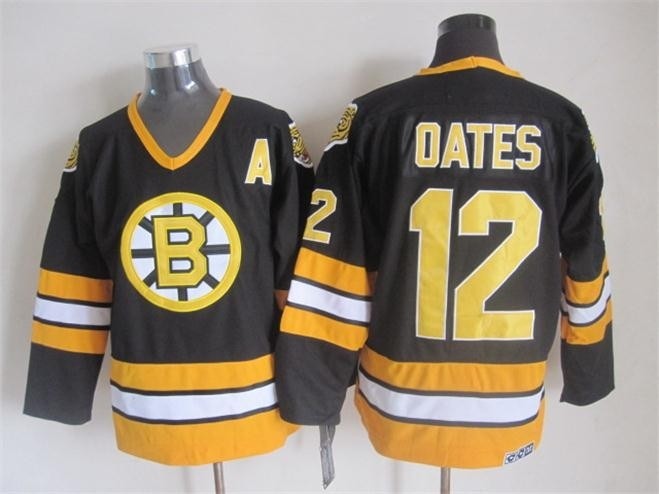 Men's Boston Bruins #12 Adam Oates 1981-82 Black CCM Vintage Throwback Jersey