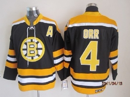 NHL Boston Bruins #4 Bobby Orr Black CCM Vintage Throwback Jersey