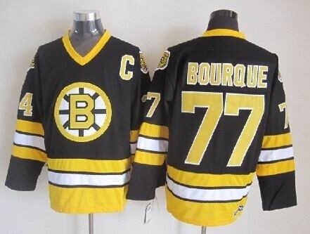 Men's Boston Bruins #77 Ray Bourque 1981-82 Black CCM Vintage Throwback Jersey