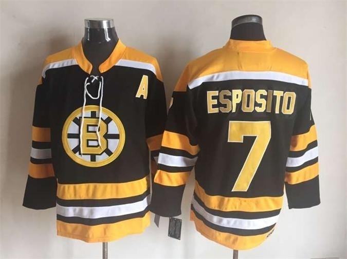 NHL Boston Bruins #7 Phil Esposito Black CCM Vintage Throwback Jersey