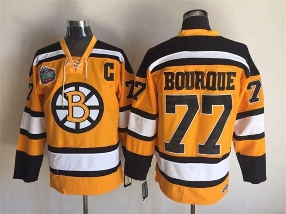 NHL Boston Bruins #77 Ray Bourque Yellow Throwback Jersey