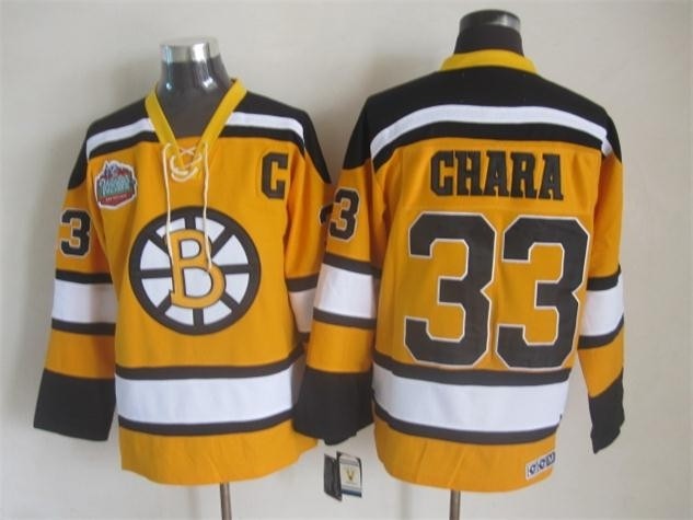 NHL Boston Bruins #33 Zdeno Chara Yellow Throwback Jersey