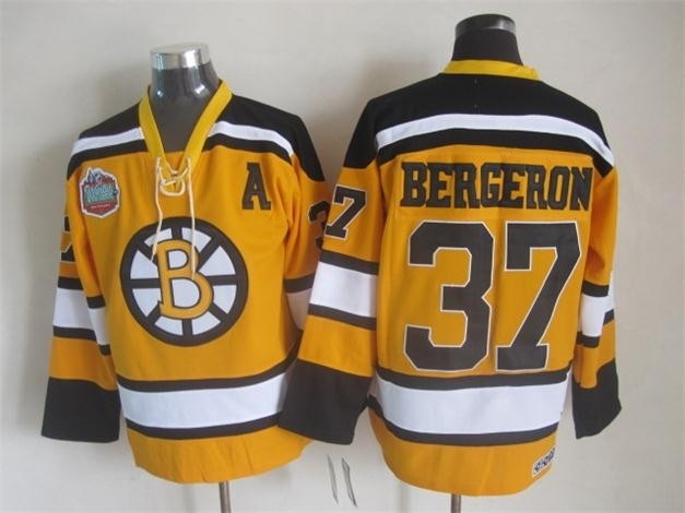 NHL Boston Bruins #37 Patrice Bergero Yellow Throwback Jersey