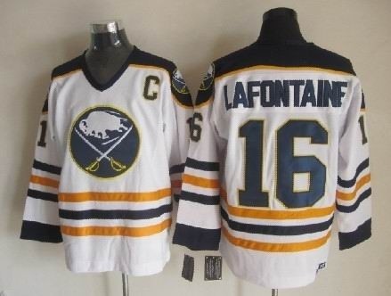 NHL Buffalo Sabres #16 Pat Lafontaine White Throwback CCM Jersey