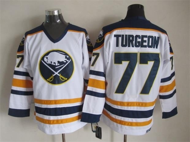 NHL Buffalo Sabres #77 Pierre Turgeon White Throwback CCM Jersey