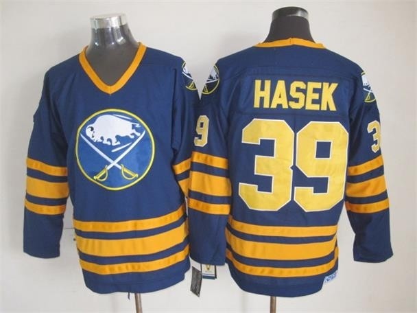 Men's Buffalo Sabres #39 Dominik Hasek Navy Blue CCM Vintage Throwback Jersey