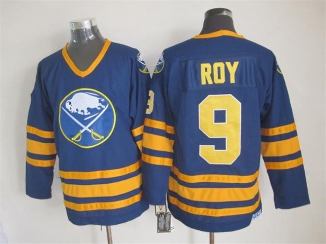 Men's Buffalo Sabres #9 Derek Roy Navy Blue CCM Vintage Throwback Jersey