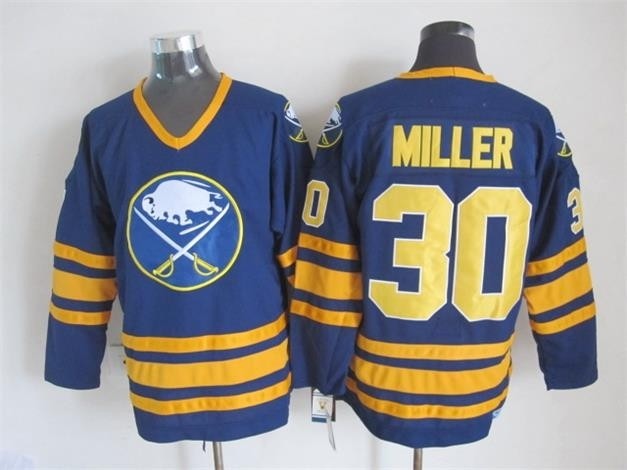 Men's Buffalo Sabres #30 Ryan Miller Navy Blue CCM Vintage Throwback Jersey