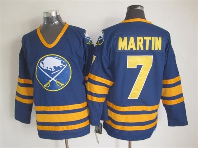 Men's Buffalo Sabres #7 Rick Martin Navy Blue CCM Vintage Throwback Jersey