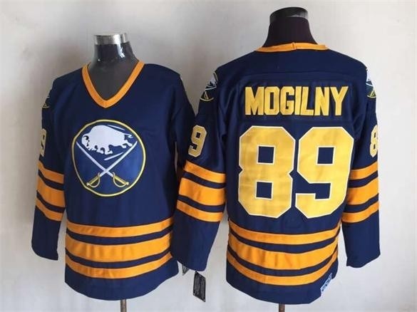 Men's Buffalo Sabres #89 Alexander Mogilny Navy Blue CCM Vintage Throwback Jersey