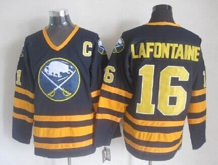 Men's Buffalo Sabres #16 Pat Lafontaine Navy Blue CCM Vintage Throwback Jersey