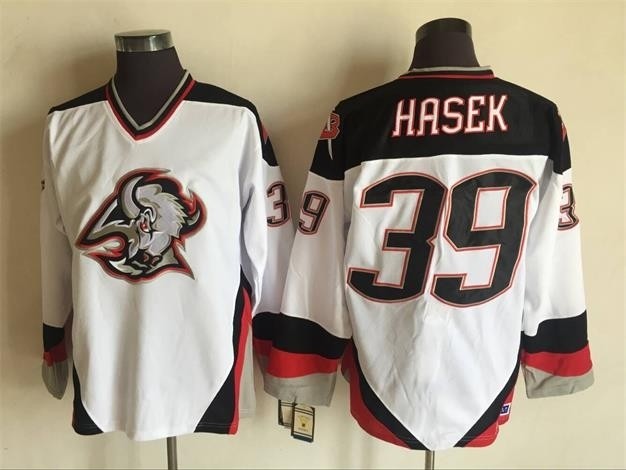 Men's Buffalo Sabres #39 Dominik Hasek 1996-97 White CCM Vintage Throwback Jersey