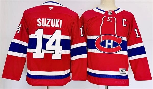 Youth Montreal Canadiens #14 Nick Suzuki Red 2024-25 Stitched Jersey